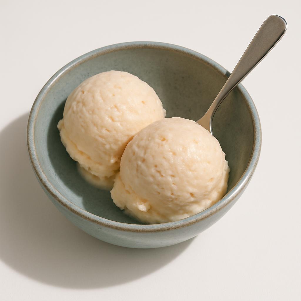 Peach Lite Ice Cream, served